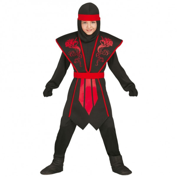 Disfraz infantil de guerrero dragón ninja rojo