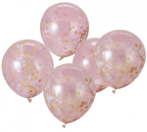 5 gwiazdek wirowe balony konfetti 30 cm