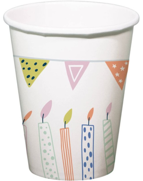 10 Eco Birthday paper cups 250ml