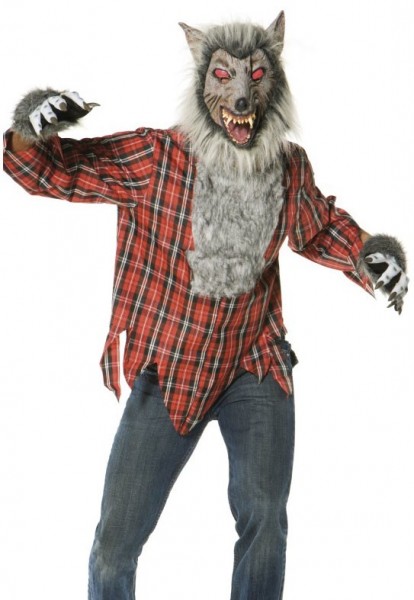 Schauriger Werwolf Mann Im Karierten Hemd