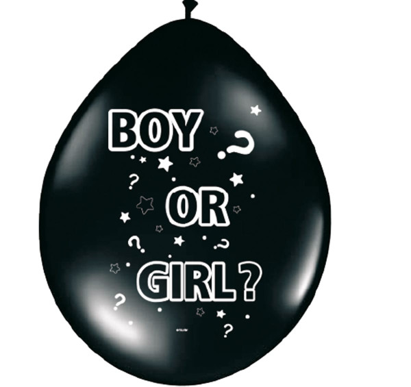 8 schwarze Ballons boy or girl 30cm