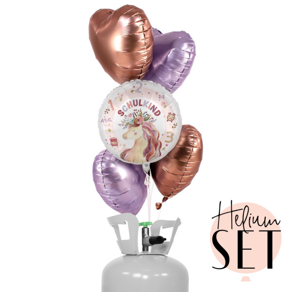 Unicorn School Celebration Ballonbouquet-Set mit Heliumbehälter