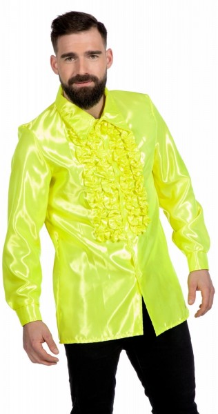 Neonowa żółta koszula z falbanami dla mężczyzn