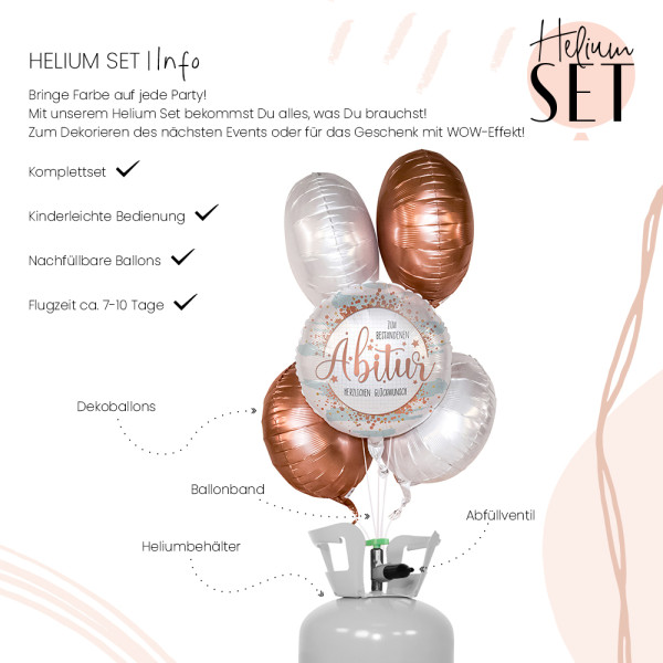 Abitur Glückwunsch Ballon Bouquet-Set mit Heliumbehälter 3