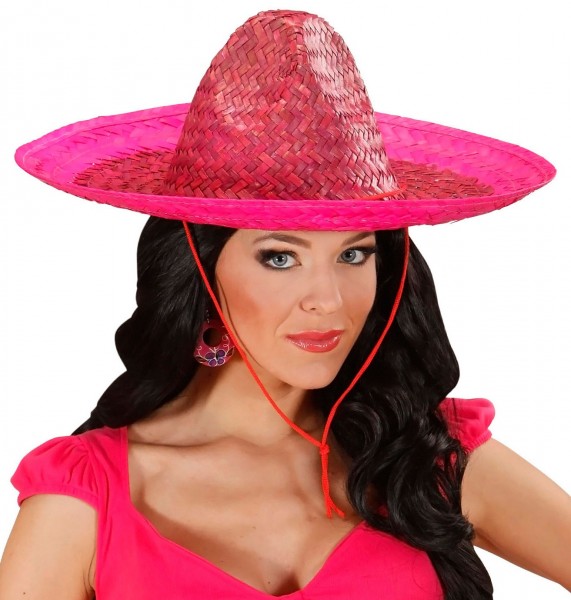 Sombrero de fête rose Cuchita 48cm