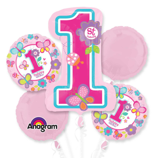 5 Folienballon 1st Birtday Girl