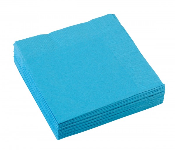 20 serviettes bleu azur 25cm
