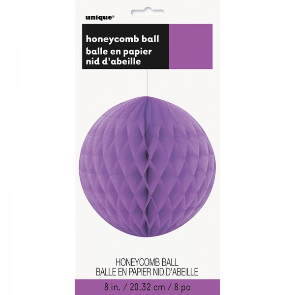 Boule nid d'abeille décorative violet 20cm 2