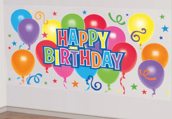 Kunterbunte Happy Birthday Luftballon Wanddeko