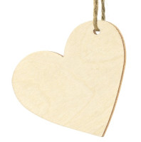 Widok: 10 drewnianych zawieszek w kształcie serca 6 x 5 cm