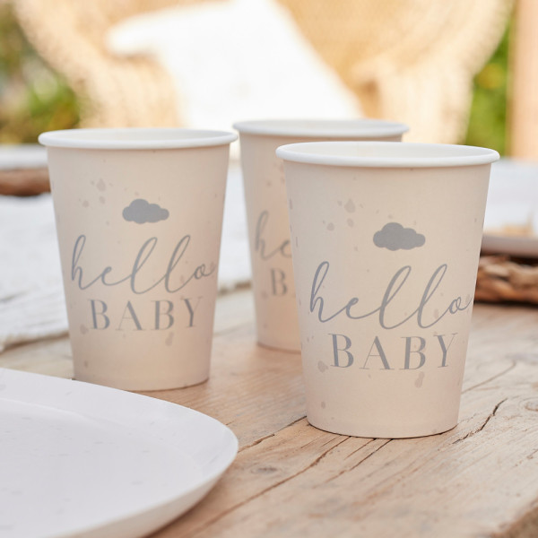 8 Hello Baby paper cups 266ml