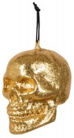 Golden deluxe glitter skull to hang up 10 x 8cm