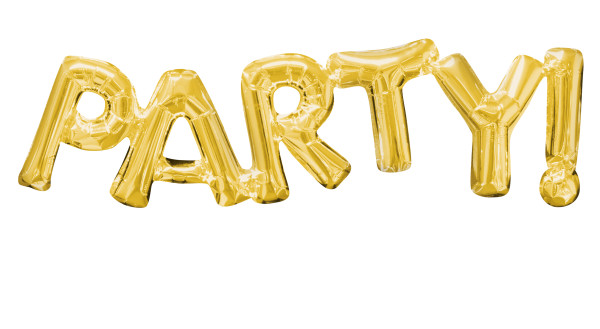 Foil balloon lettering party in gold 83x22cm