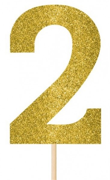 2 glittering cake decoration numbers 2