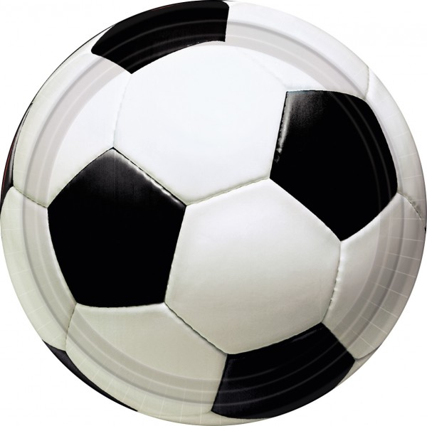 8 okrągłych papierowych talerzy Partytime Soccer 23cm