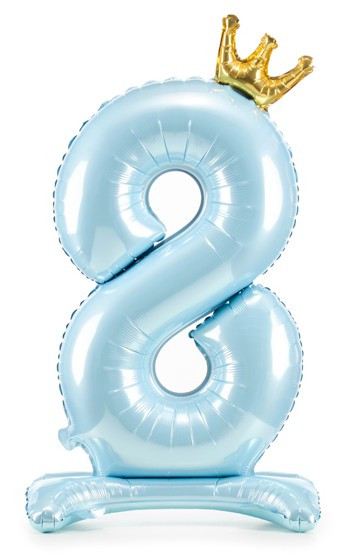 Babyblå nummer 8 stående folieballong
