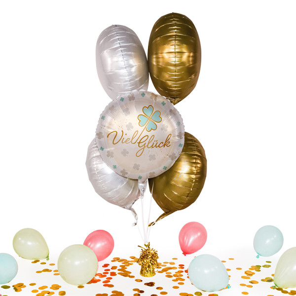 Heliumballon in der Box Viel Glück Kleeblatt