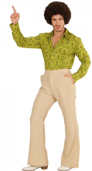 Pantalon évasé hippie années 70 homme beige