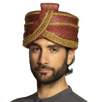 Turban du sultan scintillant rouge