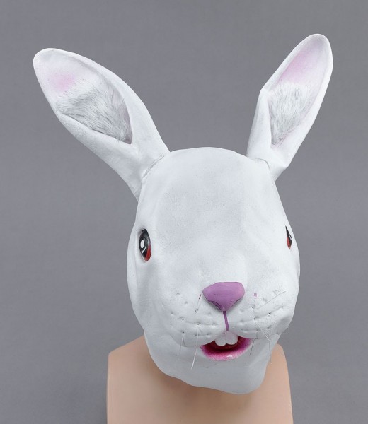 Máscara de cabeza completa de conejo blanco