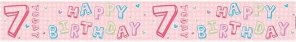 7e verjaardag folie banner roze 2,6m 2