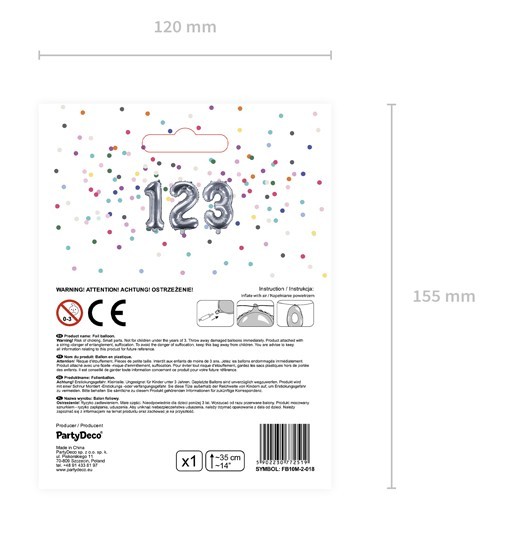 Number 2 foil balloon silver 35cm 4