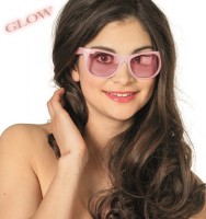 Pink nerd glasses glow in the dark