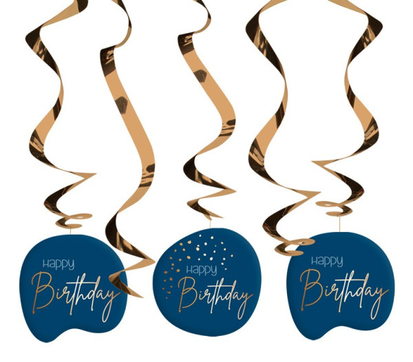5 espirales de decoración Happy Birthday Elegant blue