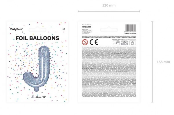 Holografisk J folieballong 35 cm 2