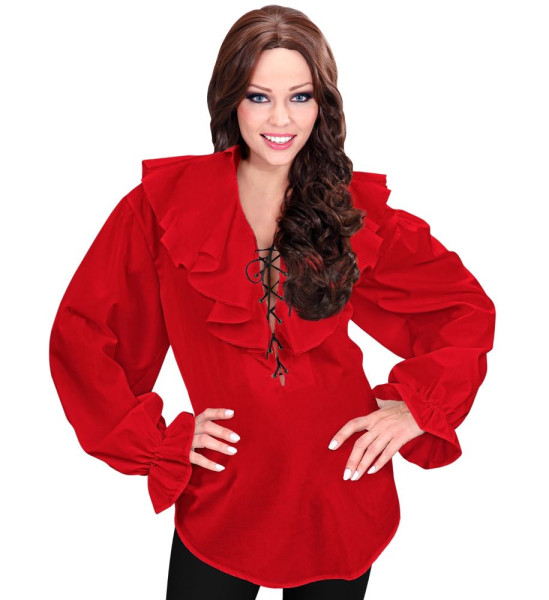 Blouse femme pirate rouge Sila