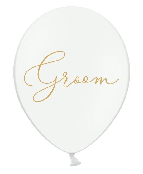 50 balloons groom white-gold 30cm