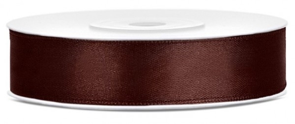 25m satin gift ribbon brown 12mm wide
