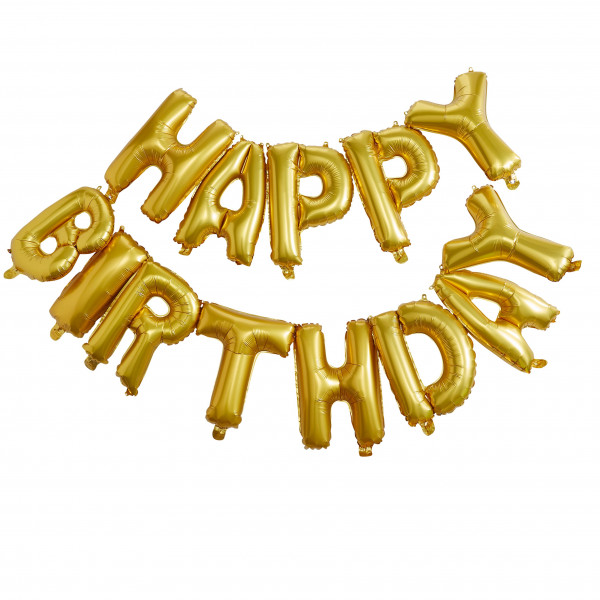 Ballon en aluminium Golden Mix & Match Happy Birthday