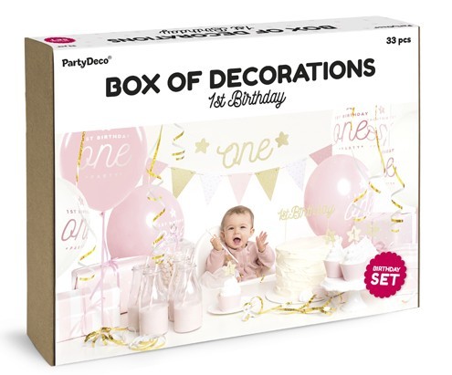 One Star Partykoffer rosa-gold 33-teilig 2