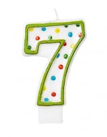 Celebrations Number Candle 7 With Colorful Dots For Birthday Cake