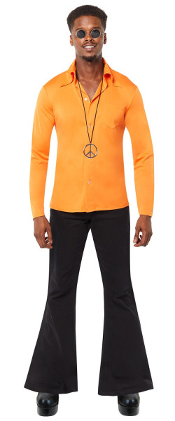 Hipisowska koszula męska z lat 70. pomarańczowa
