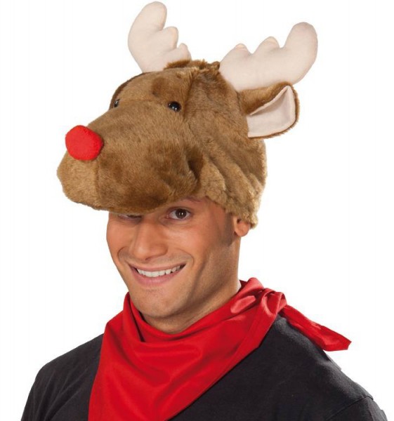 Pluszowy kapelusz Świętego Mikołaja z reniferem