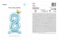 Preview: Babyblue number 8 standing foil balloon