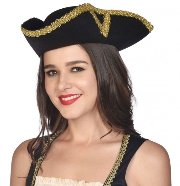 Elegante sombrero pirata tricornio