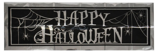 Happy Halloween Banner Silver 30cm x 91cm
