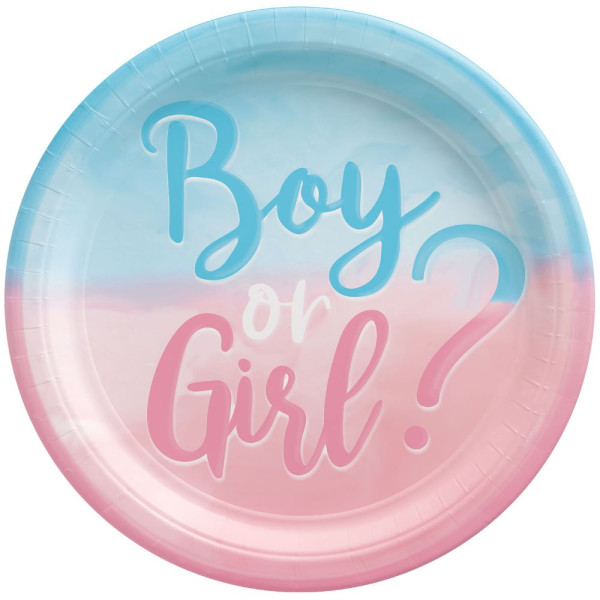 8 paper plates Boy or Girl 23cm