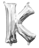 Mini foil balloon letter K silver 35cm