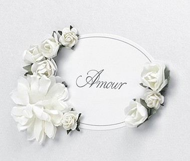 Weiße Geldkarte Amour mit Blumendekoration 3