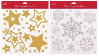 Glittering snowflakes window stickers