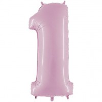 Palloncino foil numero 1 rosa 102 cm