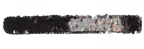 Silber-schwarzes Wendepailletten Armband