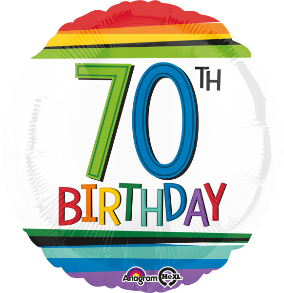 Rainbow 70th-Birthday Folienballon 43cm