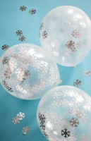 4 Balloons with Snowflake Confetti 30cm