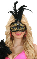 Anteprima: Elegante maschera di piume veneziane nera