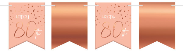 80th fødselsdag vimpelkæde 6m elegant blush rose guld